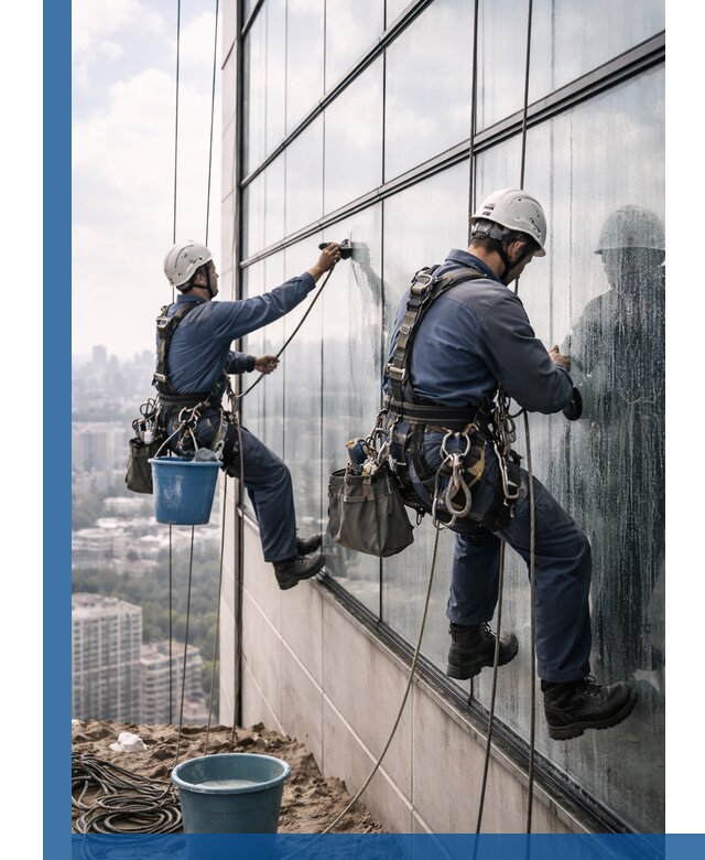 Профессиональная мойка фасадных окон альпинистами в Мичуринске