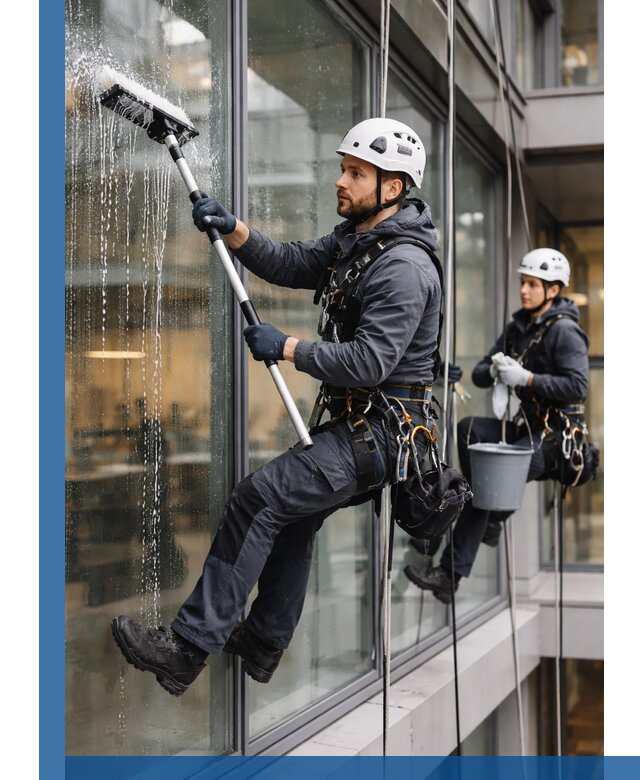 Профессиональная мойка витражей промышленными альпинистами в Мичуринске