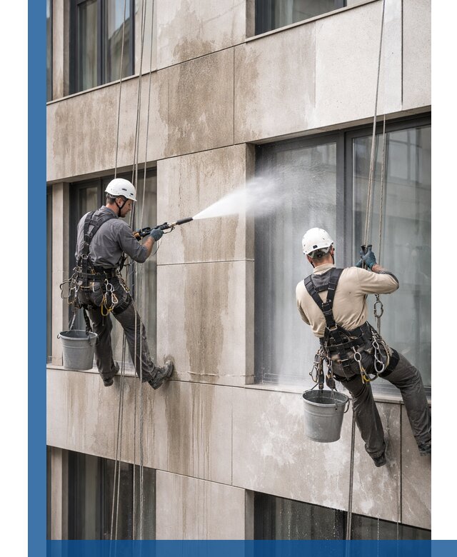 Послестроительная мойка фасада промышленным альпинизмом в Мичуринске