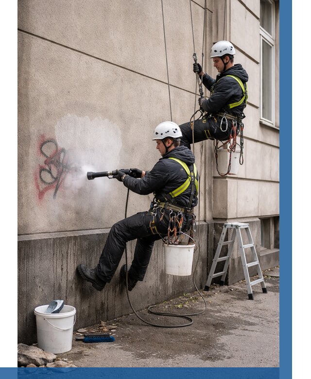 Удаление граффити с фасада в Мичуринске от 4659 р. | ВЫСОТНИК-Мчр