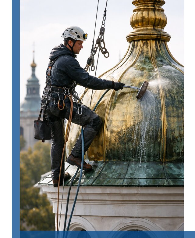 Профессиональная мойка куполов и шпилей высотными альпинистами в Мичуринске