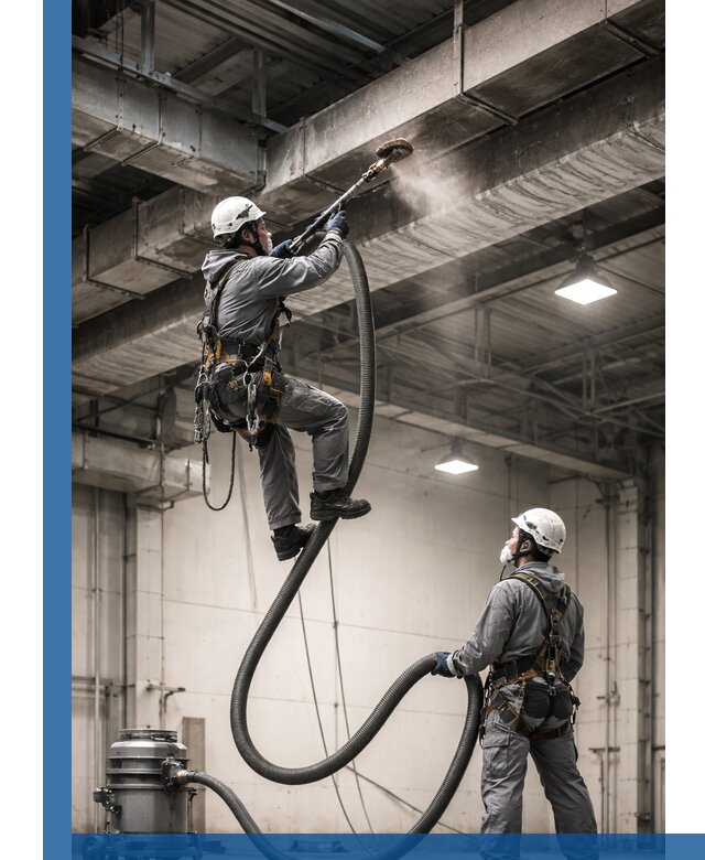 Обеспыливание потолочных конструкций в Мичуринске промышленным альпинизмом