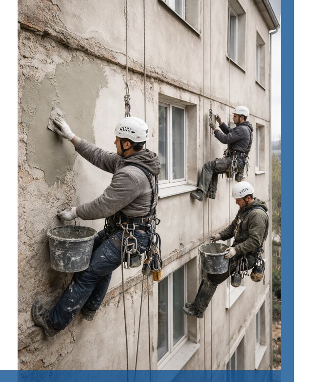 Ремонт штукатурного фасада в Мичуринске от 777 р. под ключ | ВЫСОТНИК-Мчр