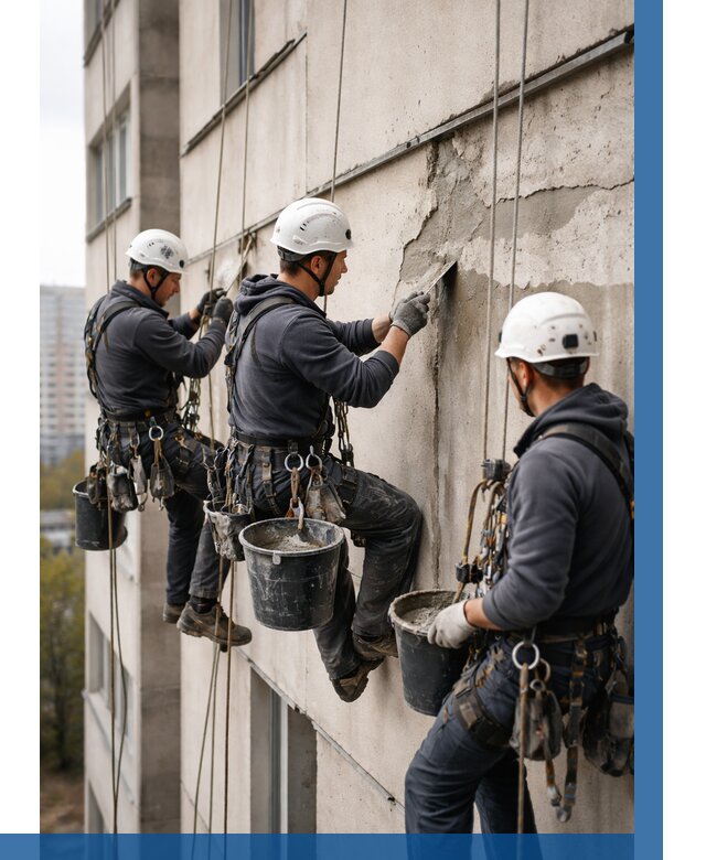 Ремонт бетонных элементов фасада в Мичуринске от 2589 р. | ВЫСОТНИК-Мчр