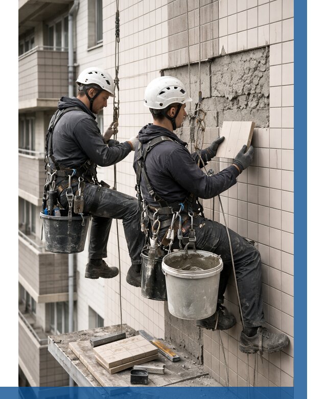 Ремонт облицовки фасада плиткой в Мичуринске от 1864 р. | ВЫСОТНИК-Мчр