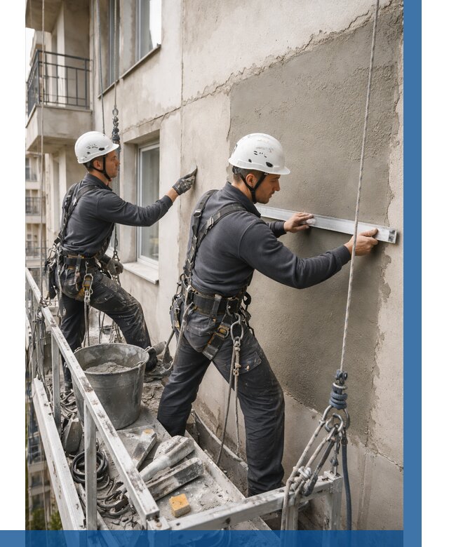 Штукатурка фасада на высоте в Мичуринске от 932 р. | ВЫСОТНИК-Мчр