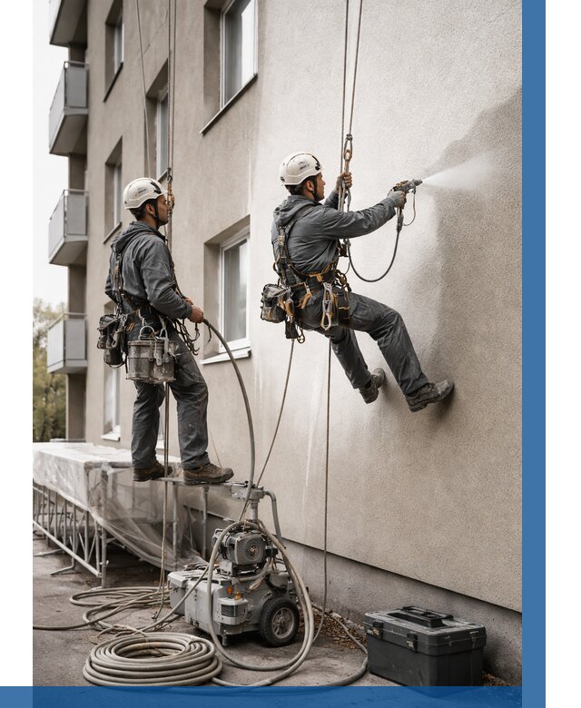 Безвоздушная покраска фасада в Мичуринске от 228 р/м² | ВЫСОТНИК-Мчр