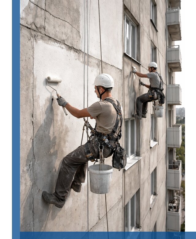 Покраска бетонного фасада в Мичуринске для жилых и промышленных объектов