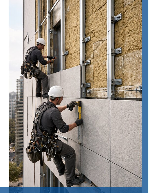 Монтаж вентилируемого фасада в Мичуринске от 3624 р. | ВЫСОТНИК-Мчр