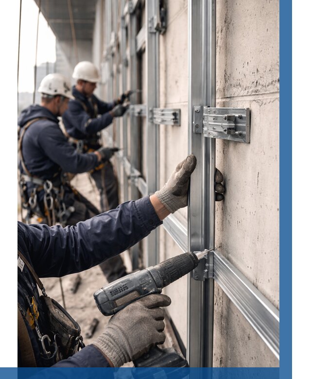 Монтаж подсистемы вентфасада в Мичуринске от 880 р. | ВЫСОТНИК-Мчр