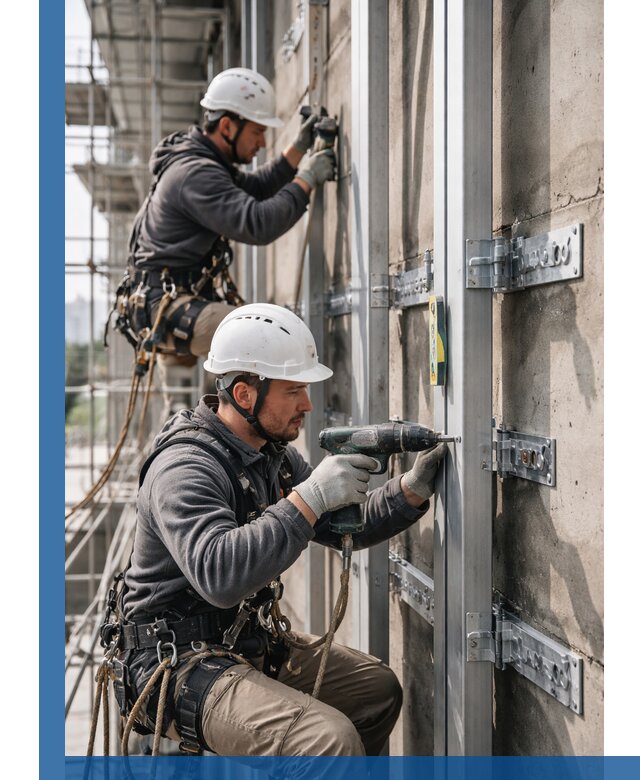 Монтаж и крепление подсистемы вентфасада в Мичуринске