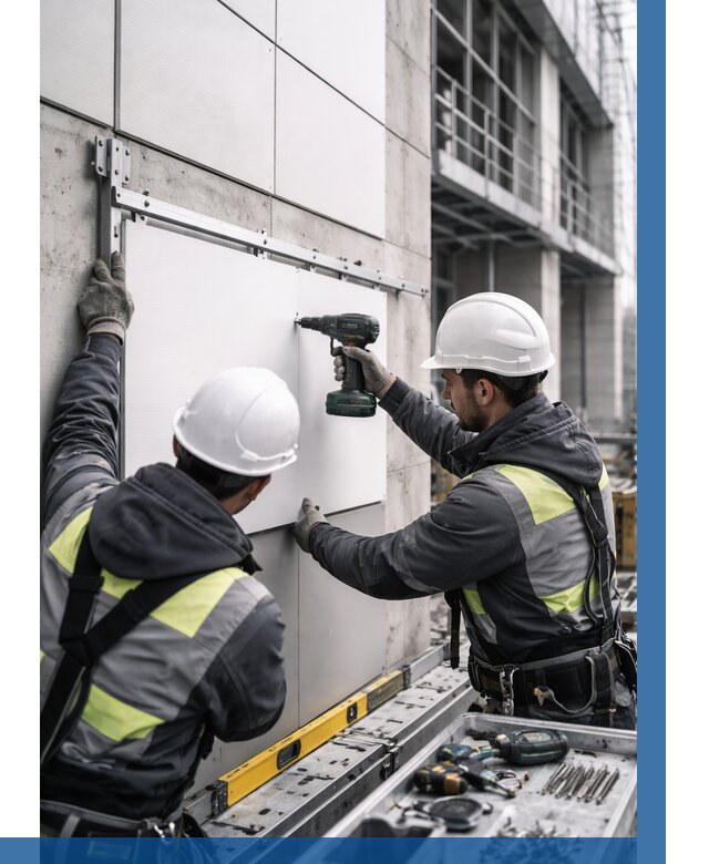 Монтаж композитных панелей фасада в Мичуринске от 2589 р. | ВЫСОТНИК-Мчр