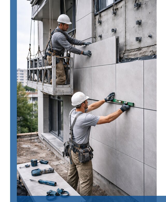 Монтаж керамогранита на фасад в Мичуринске под ключ с гарантией качества