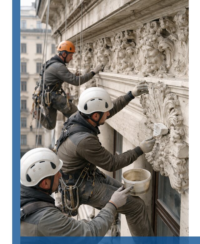 Реставрация фасадной лепнины с высотными работами в Мичуринске