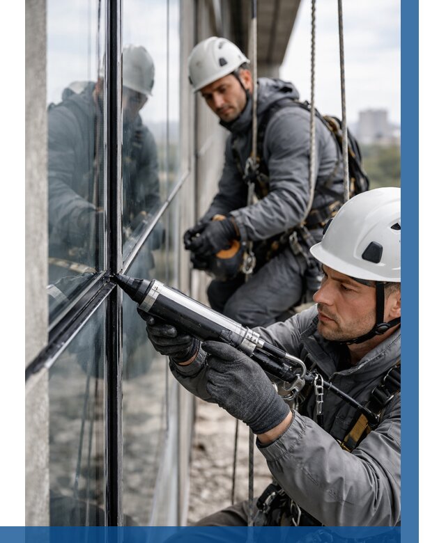 Герметизация витражных швов в Мичуринске от 673 р. | ВЫСОТНИК-Мчр