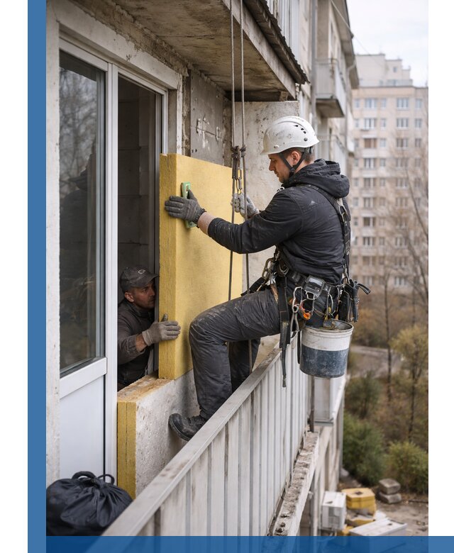 Профессиональное утепление балкона снаружи в Мичуринске под ключ
