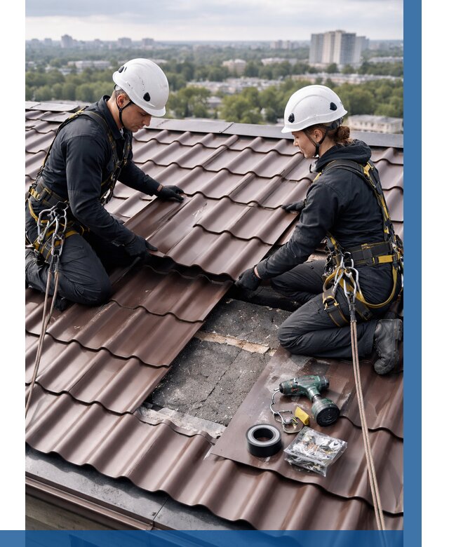 Ремонт металлочерепицы на крыше в Мичуринске от 932 р. | ВЫСОТНИК-Мчр