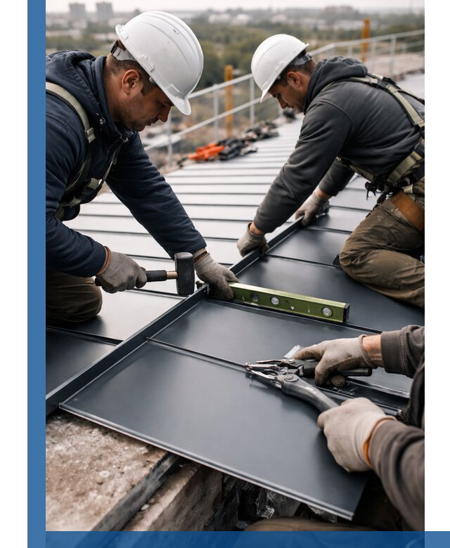 Монтаж фальцевой кровли в Мичуринске для промышленных зданий