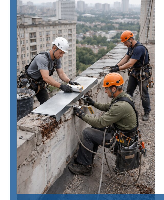 Ремонт парапета на кровле в Мичуринске, высотные работы с гарантией