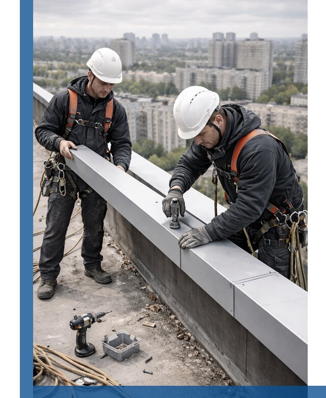 Монтаж парапетных крышек и ограждений кровли в Мичуринске