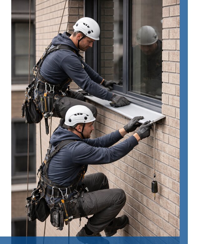 Монтаж оконных отливов под ключ в Мичуринске от 3624 р. | ВЫСОТНИК-Мчр