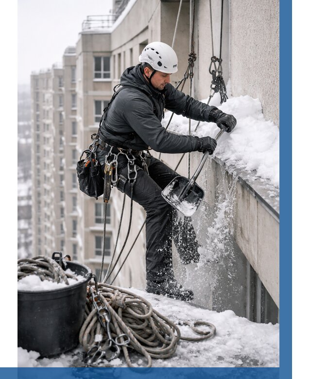 Очистка карнизов от снега в Мичуринске от 311 р. | ВЫСОТНИК-Мчр