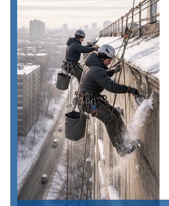 Очистка карнизов от снега в Мичуринске профессионально и безопасно