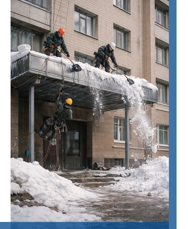 Очистка козырьков от снега в Мичуринске от 3624 р. | ВЫСОТНИК-Мчр