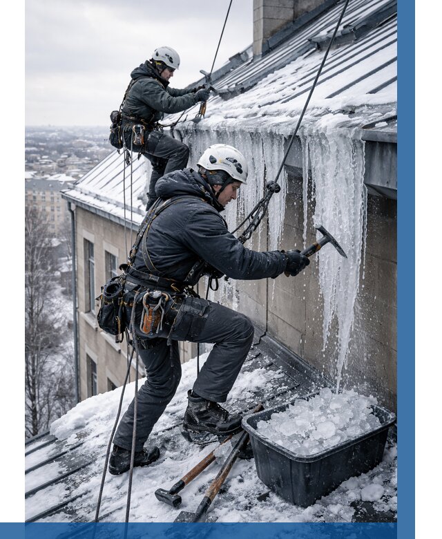 Удаление наледи с кровли в Мичуринске от 5695 р. | ВЫСОТНИК-Мчр