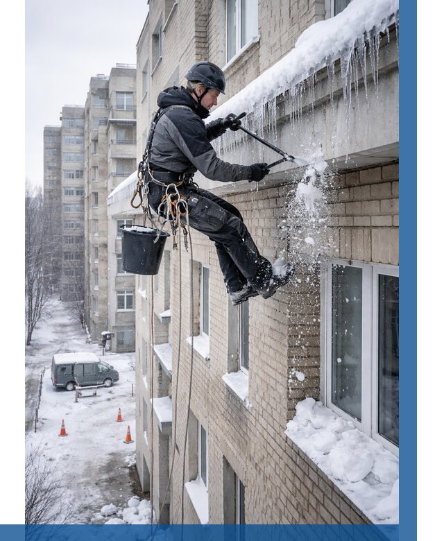 Удаление наледи с карнизов в Мичуринске от 362 р. | ВЫСОТНИК-Мчр