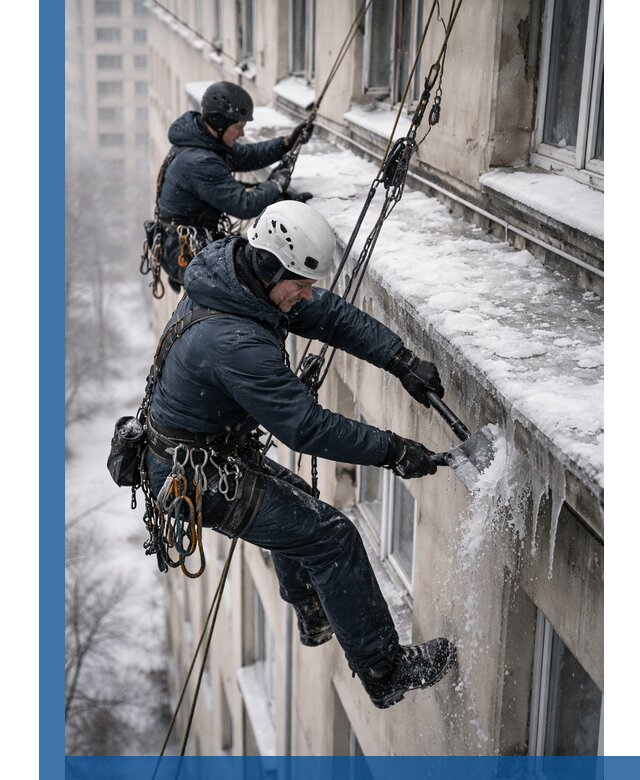 Удаление наледи и сосулек с карнизов в Мичуринске профессионально