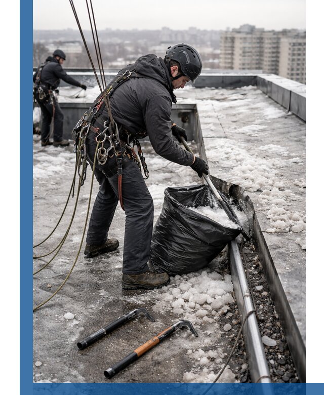 Аварийная очистка кровли в Мичуринске от промальпинистов