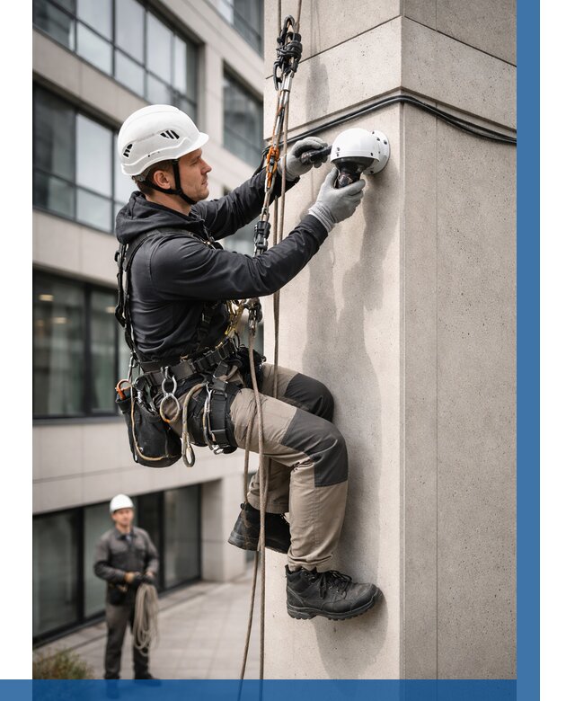 Монтаж камер видеонаблюдения на фасаде в Мичуринске от 8801 р.-ВЫСОТНИК-Мчр