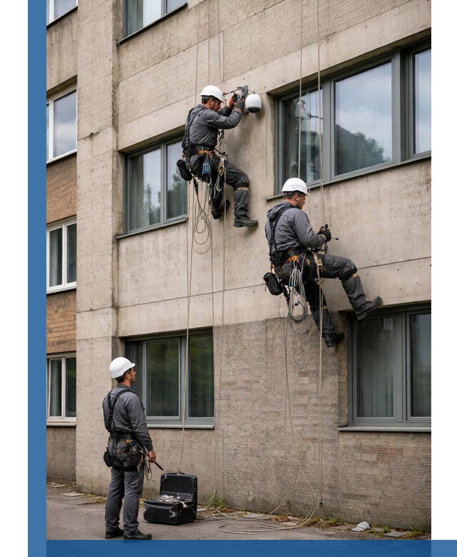 Монтаж фасадных камер видеонаблюдения в Мичуринске под ключ