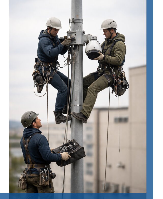 Установка видеокамер на мачте в Мичуринске от 8801 р. | ВЫСОТНИК-Мчр