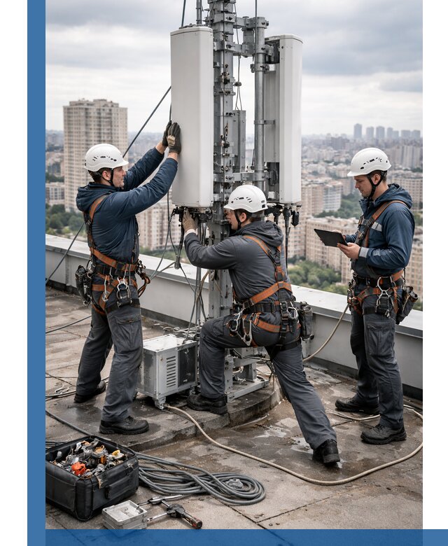 Монтаж антенн связи на крыше в Мичуринске с вводом в эксплуатацию