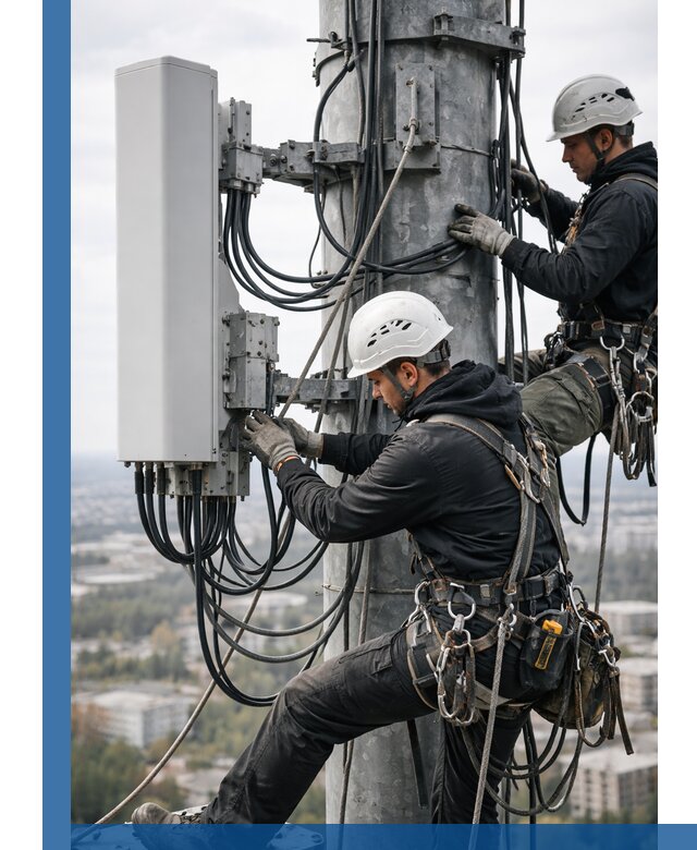 Монтаж оборудования связи на мачте в Мичуринске с пусконаладкой