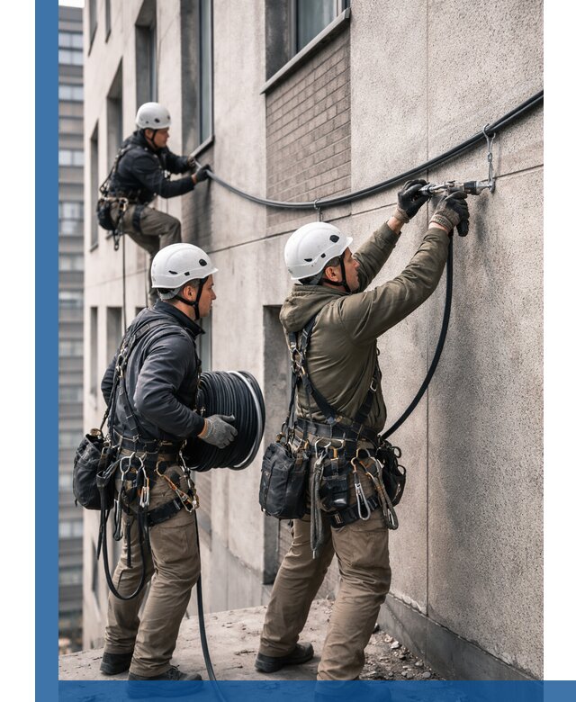 Прокладка кабеля по фасаду в Мичуринске, профессиональный монтаж