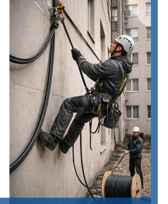 Протяжка кабеля питания на высоте в Мичуринске от 466 р. | ВЫСОТНИК-Мчр