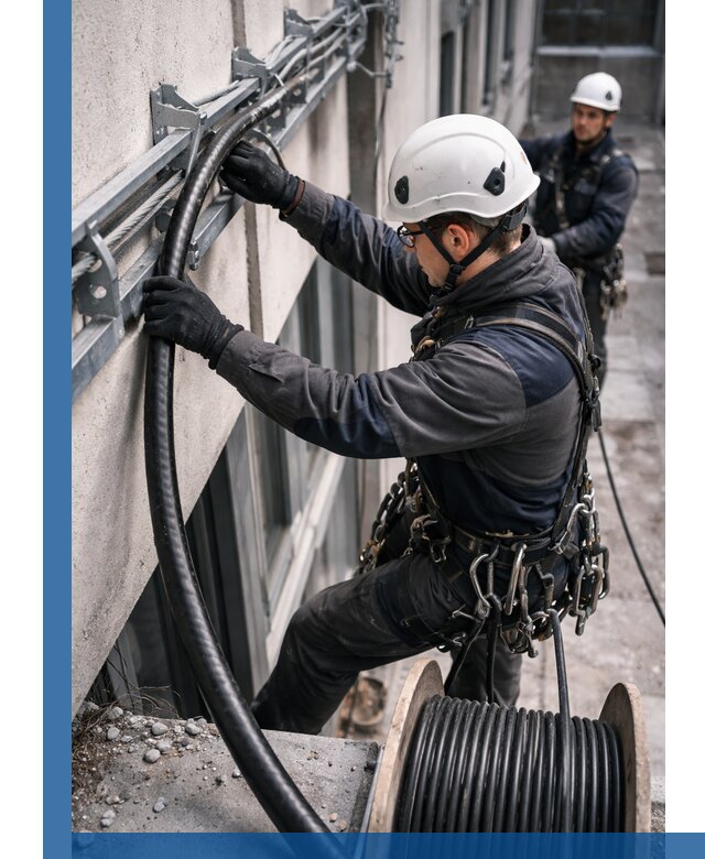 Протяжка кабеля питания на высоте в Мичуринске с гарантией безопасности и качества