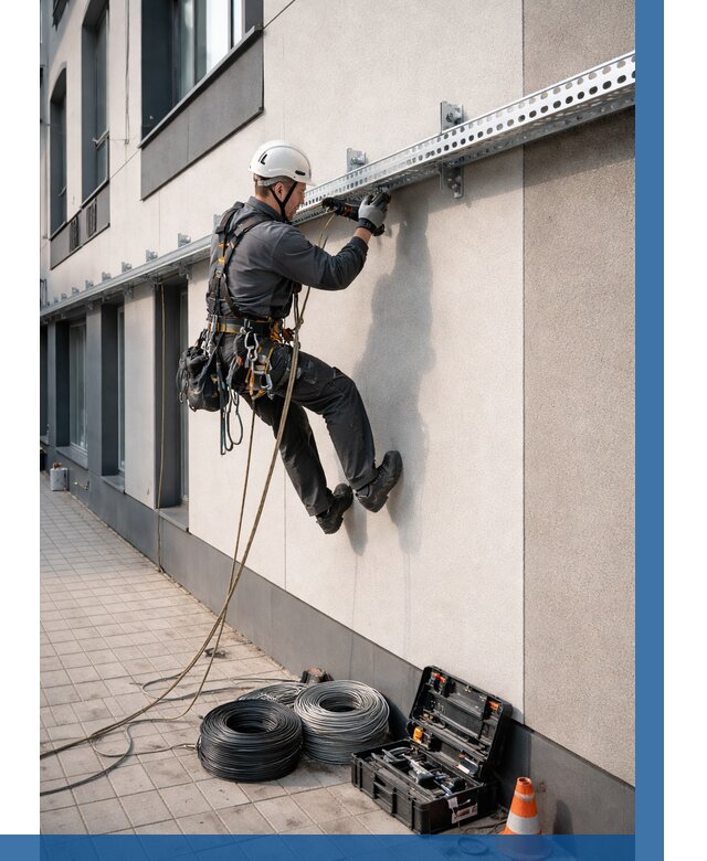 Монтаж кабельных лотков на фасаде в Мичуринске от 1242 р. | ВЫСОТНИК-Мчр