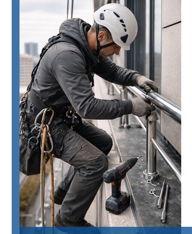 Монтаж ограждений на высоте в Мичуринске для зданий и конструкций