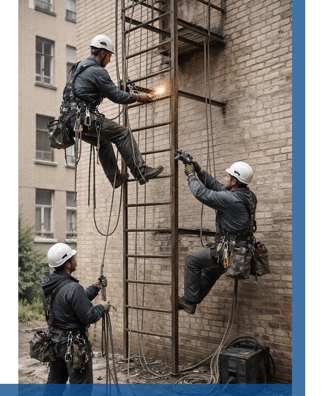 Ремонт пожарной лестницы в Мичуринске от 7766 р. | ВЫСОТНИК-Мчр