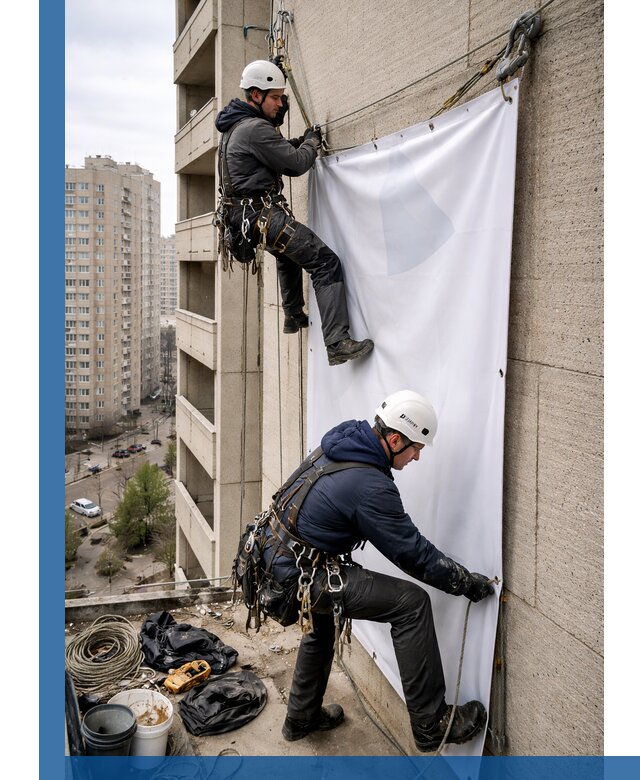 Профессиональный монтаж баннеров на фасаде в Мичуринске