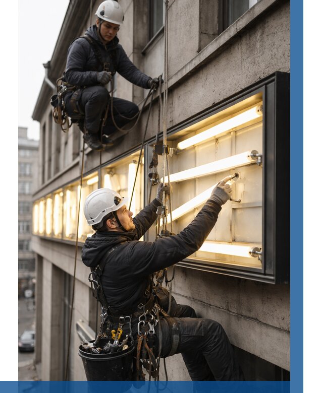 Замена ламп в вывеске в Мичуринске под ключ от 3624 р. | ВЫСОТНИК-Мчр
