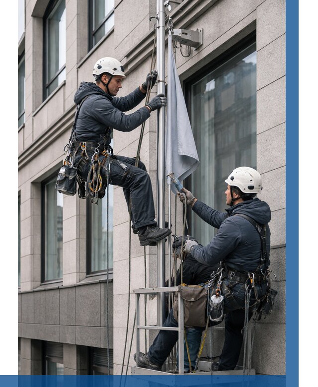 Установка флагов на фасаде в Мичуринске от 4659 р. | ВЫСОТНИК-Мчр