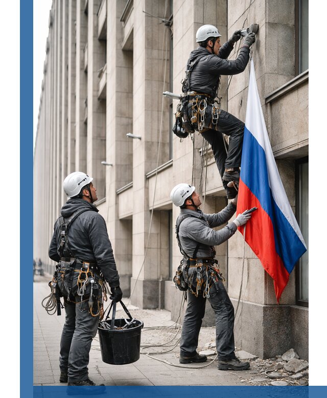 Профессиональная установка флагов на фасаде в Мичуринске