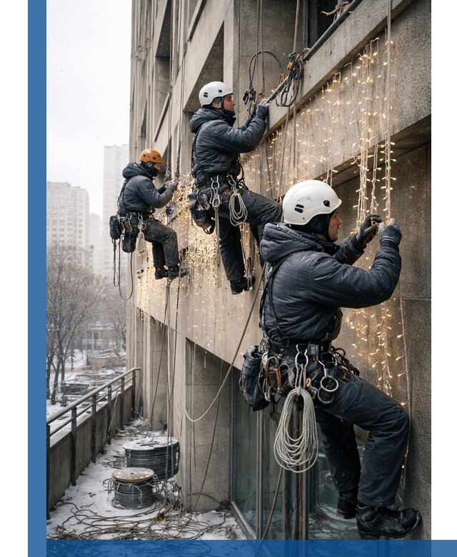 Монтаж новогодней иллюминации и украшение фасадов в Мичуринске