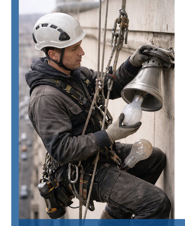 Замена ламп на высоте в Мичуринске профессионально и быстро