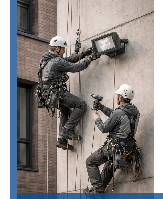 Профессиональный монтаж фасадных прожекторов в Мичуринске под ключ